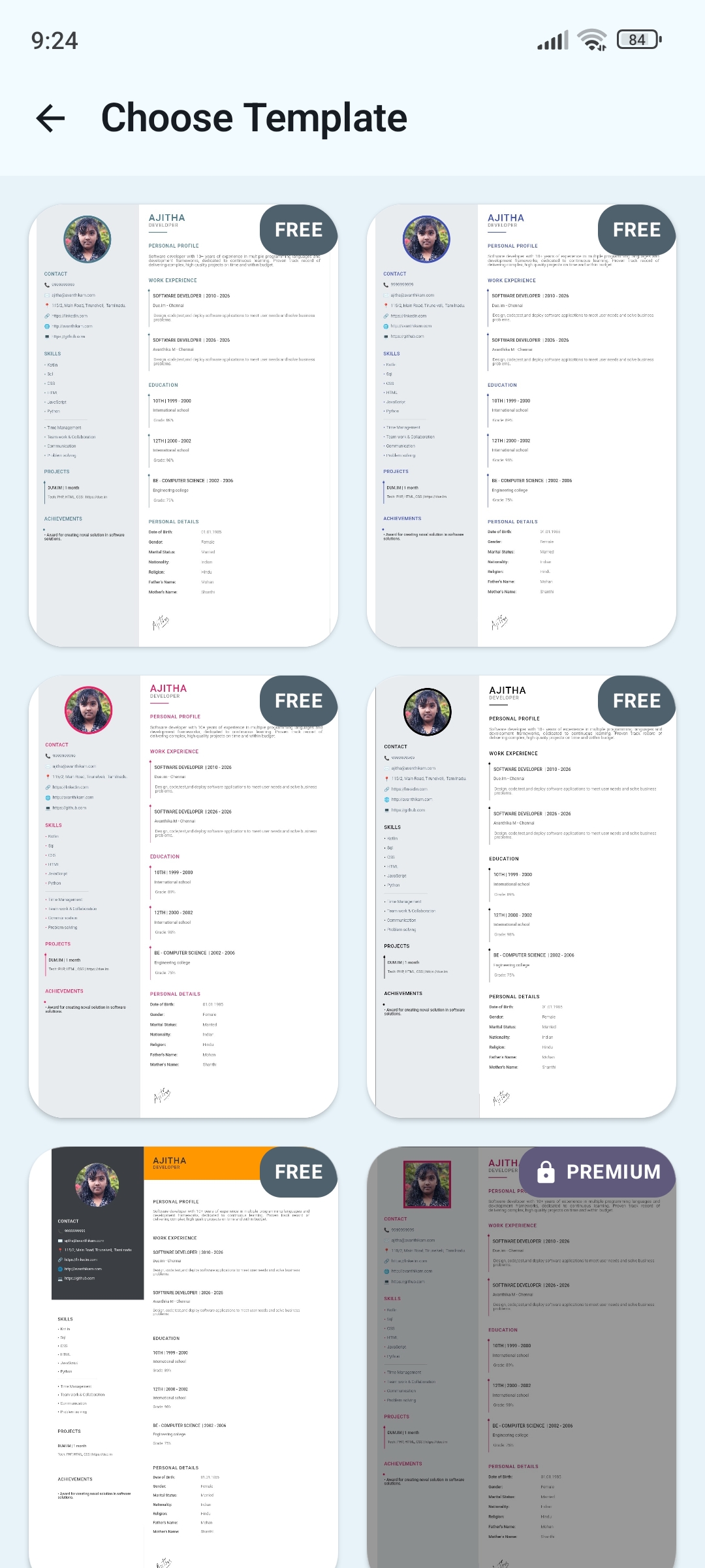 Avan Resume app preview